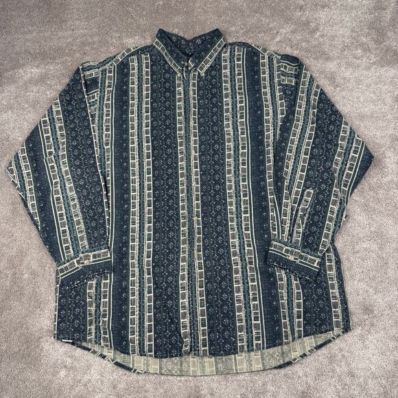 David Taylor Other - Vintage 90s David Taylor Navy Striped Abstract Long Sleeve Shirt size XL